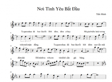 Nơi Tình Yêu Bắt Đầu sheet có lời 