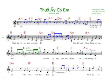 Thuở Ấy Có Em sheet có lời