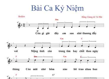 Bài Ca Kỷ Niệm sheet có lời 