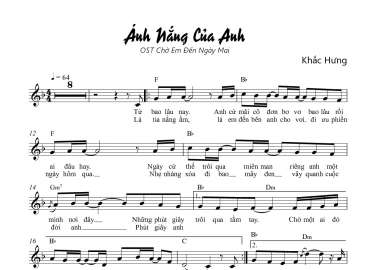 Ánh Nắng Của Anh sheet có lời
