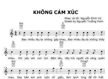 Không Cảm Xúc sheet có lời