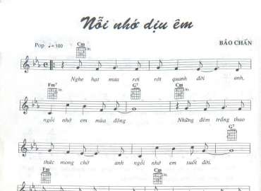 Nỗi Nhớ Dịu Êm sheet có lời