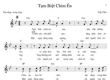 Tạm Biệt Chim Én sheet có lời