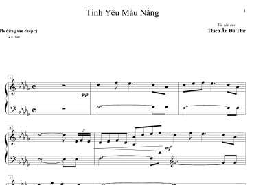 Tình yêu Màu Nắng sheet có lời