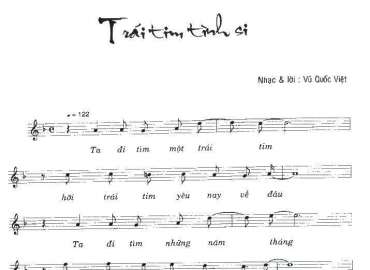 Trái Tim Tình Si sheet có lời