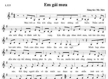 Em Gái Mưa sheet nhạc