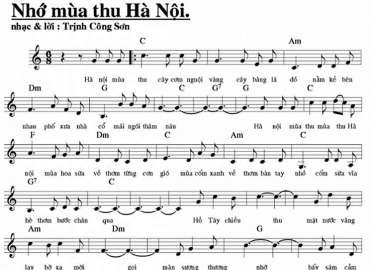 Nhớ mùa thu Hà Nội sheet có lời